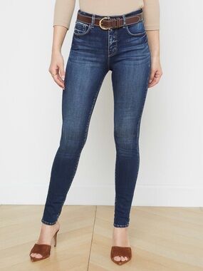 L'AGENCE Dark Blue High-Rise Skinny Jeans